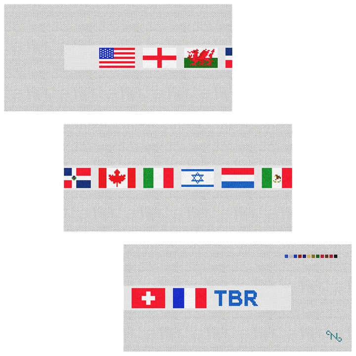 Custom Flag Needlepoint Belt Kit Stitched Preview