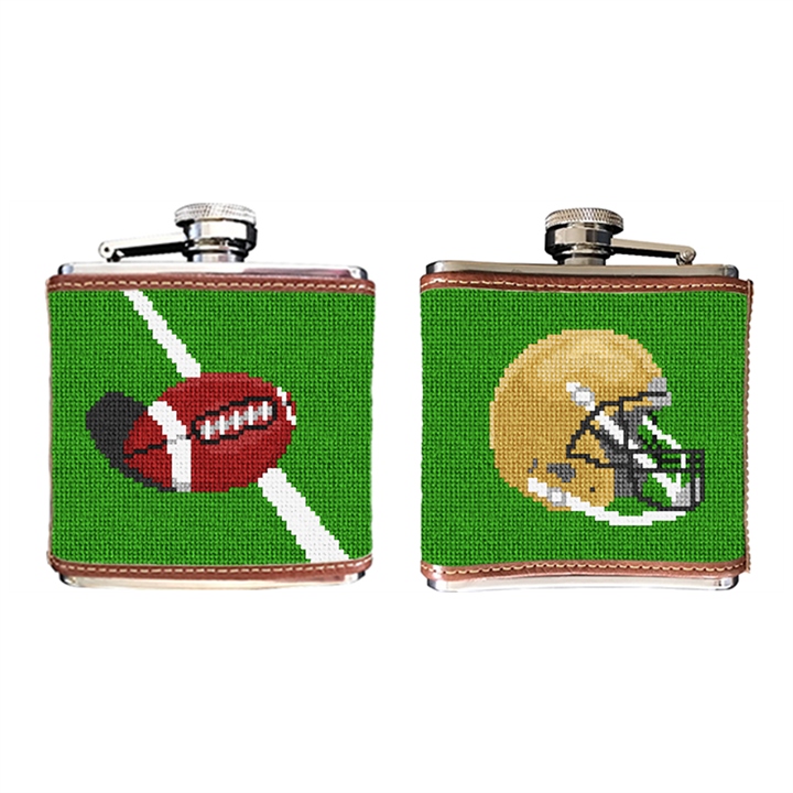 Custom Football Needlepoint Flask 