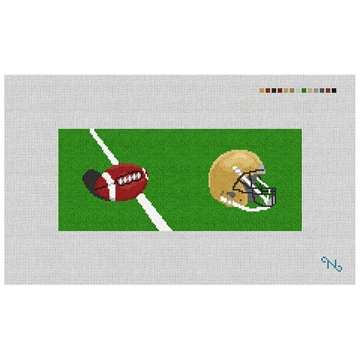 Custom Football Needlepoint Flask Kit Stitched Preview