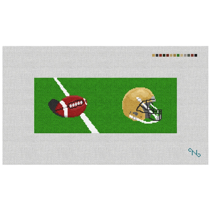Custom Football Needlepoint Wallet Kit Stitched Preview