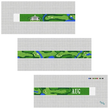 Custom Golf Course Needlepoint Belt Kit Stitched Preview