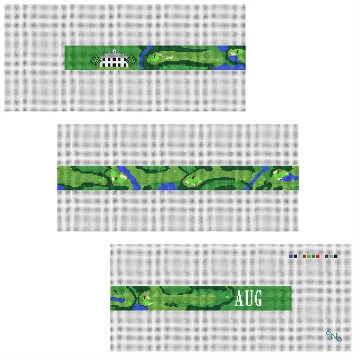 Custom Golf Course Needlepoint Belt Kit Stitched Preview