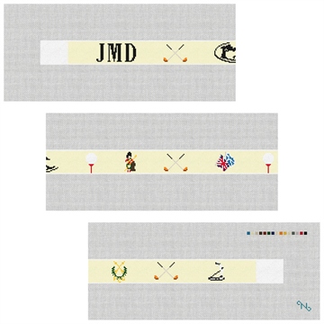 Custom Golf Icons Needlepoint Belt Kit Stitched Preview