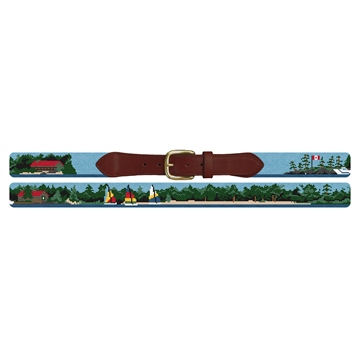 Custom Landscape Scene Needlepoint Belt