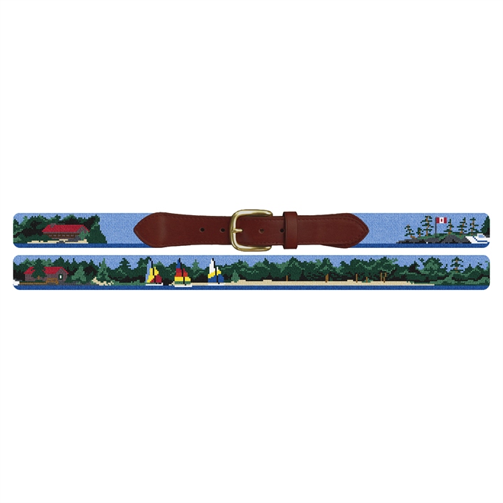 Custom Landscape Scene Needlepoint Belt