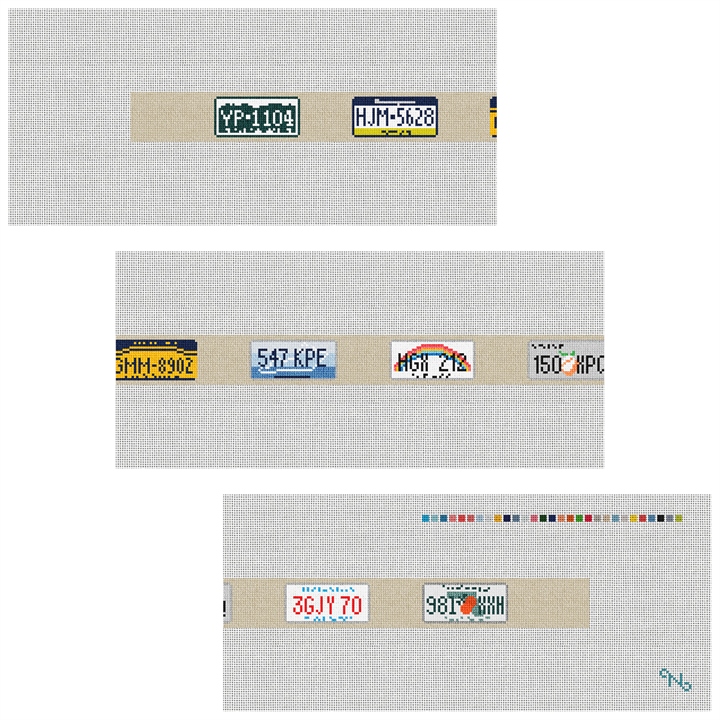 Custom License Plate Needlepoint Belt Kit Stitched Preview