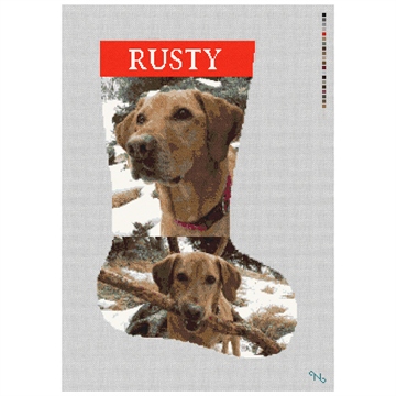 Custom Photo Needlepoint Stocking Kit Stitched Preview