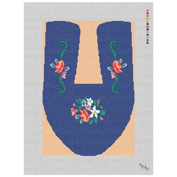 Custom Slipper Needlepoint Kit Stitched Preview
