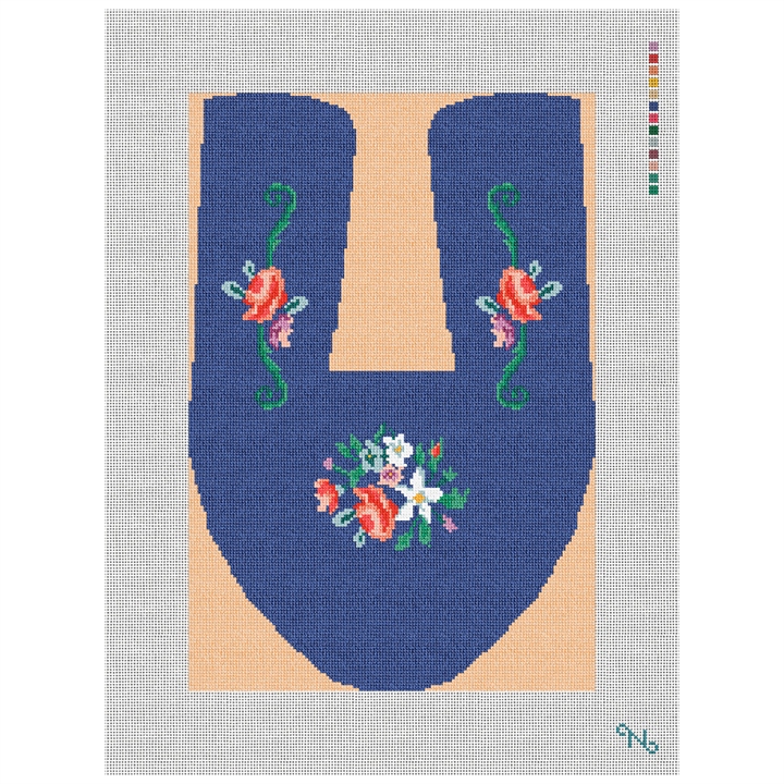 Custom Slipper Needlepoint Kit Stitched Preview