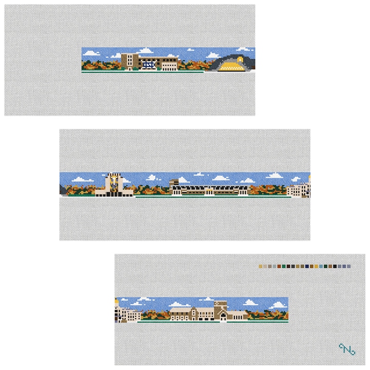 Custom University Campus Needlepoint Kit Stitched Preview