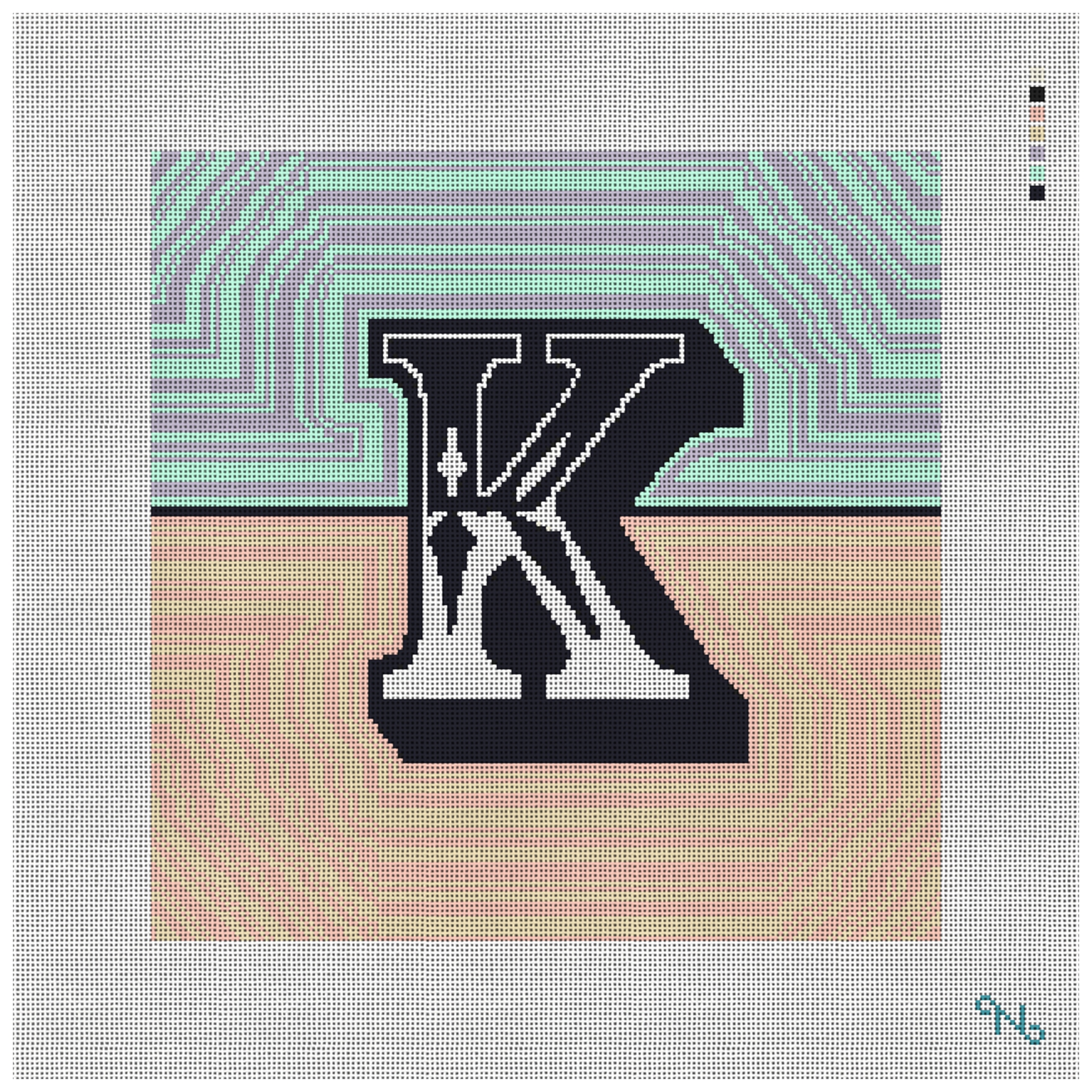 Custom Wave Letter Needlepoint Pillow Kit