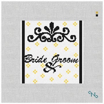 Custom Wedding Ring Pillow Needlepoint Kit Stitched Preview
