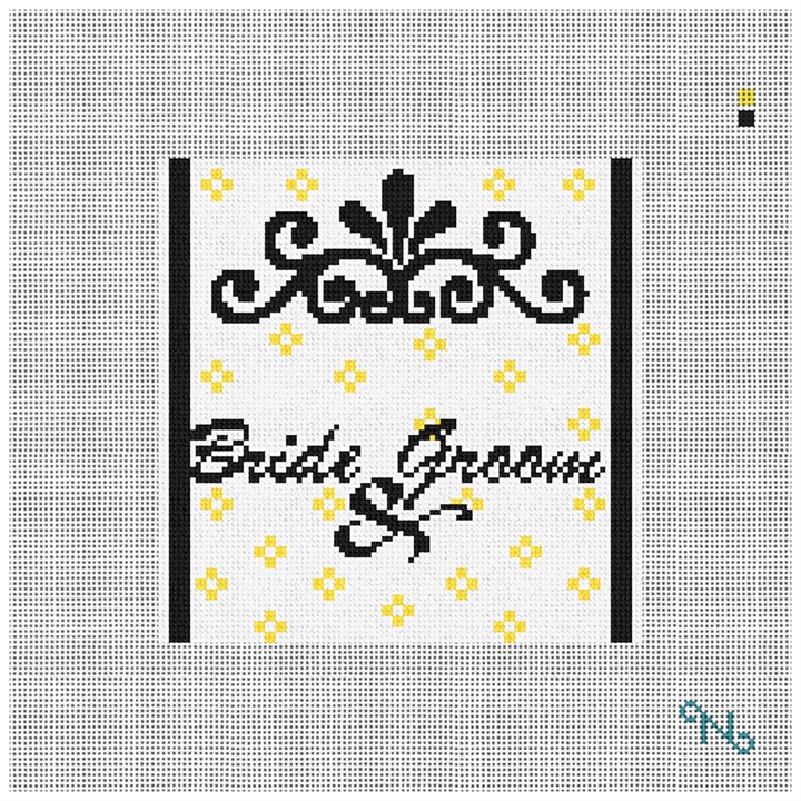 Custom Wedding Ring Pillow Needlepoint Kit Stitched Preview