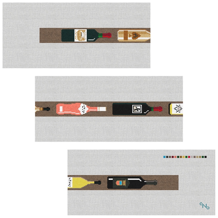 Custom Wine Needlepoint Belt Kit Stitched Preview