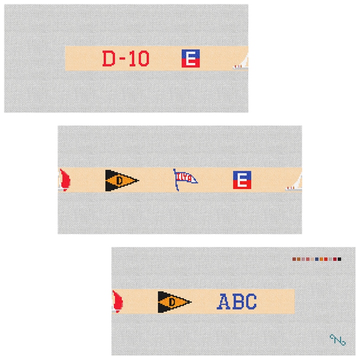 Custom Yacht Club Needlepoint Belt Kit Stitched Preview