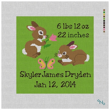 Cute Bunny Baby Announcement Needlepoint Kit