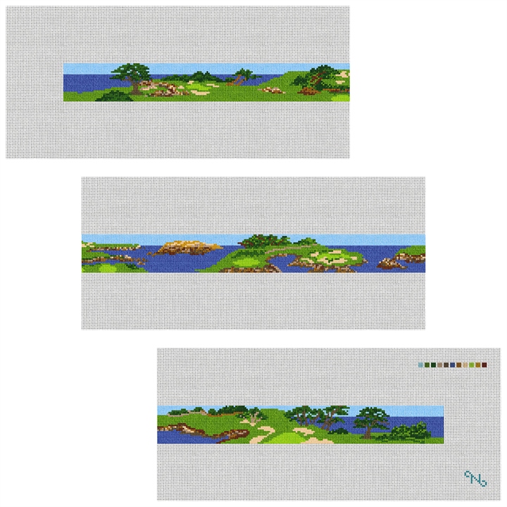 Cypress Point Coastal Golf Needlepoint Belt Kit Stitched Preview