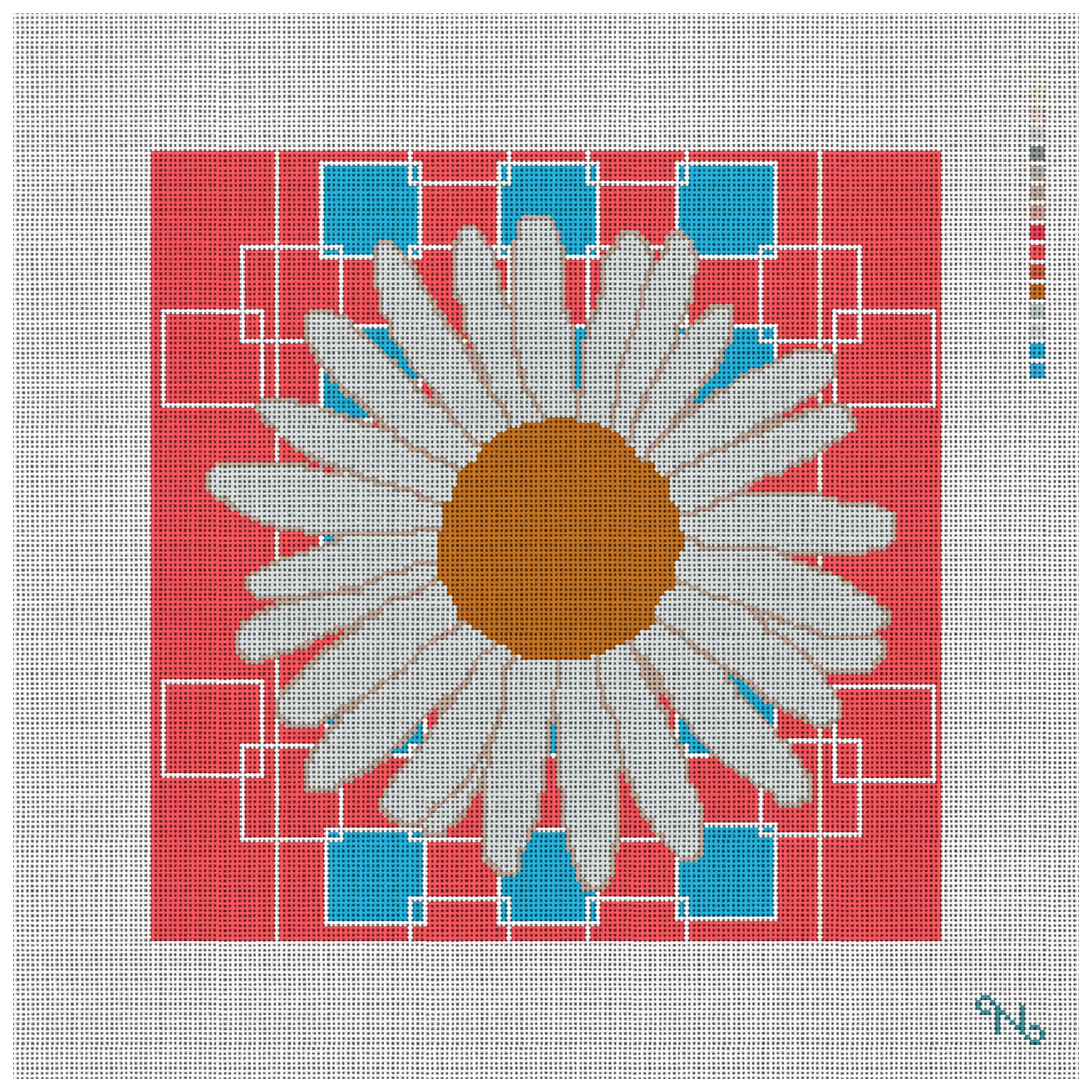 Daisy Pillow Custom Needlepoint Kit