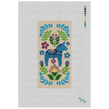 Dala Horse Blue Needlepoint Eyeglass Case Kit