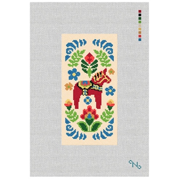 Dala Horse Red Needlepoint Eyeglass Case Kit Stitched Preview