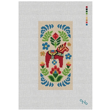 Dala Horse Red Needlepoint Eyeglass Case Kit