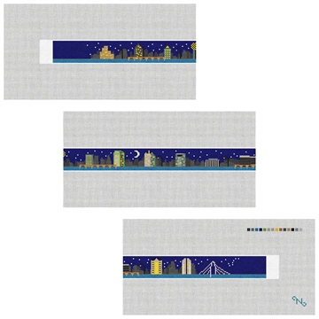 Dallas Skyline Needlepoint Belt Kit Stitched Preview