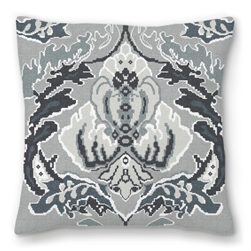 Damask Monochromatic Needlepoint Pillow