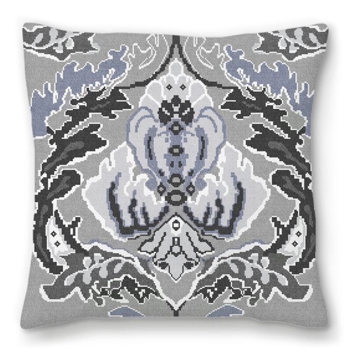 Damask Monochromatic Needlepoint Pillow