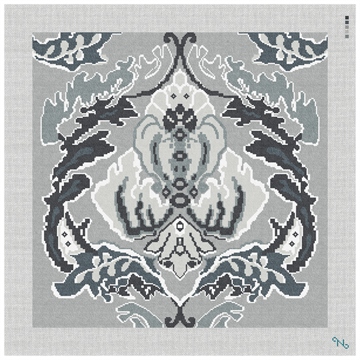 Damask Monochromatic Needlepoint Pillow Kit Stitched Preview