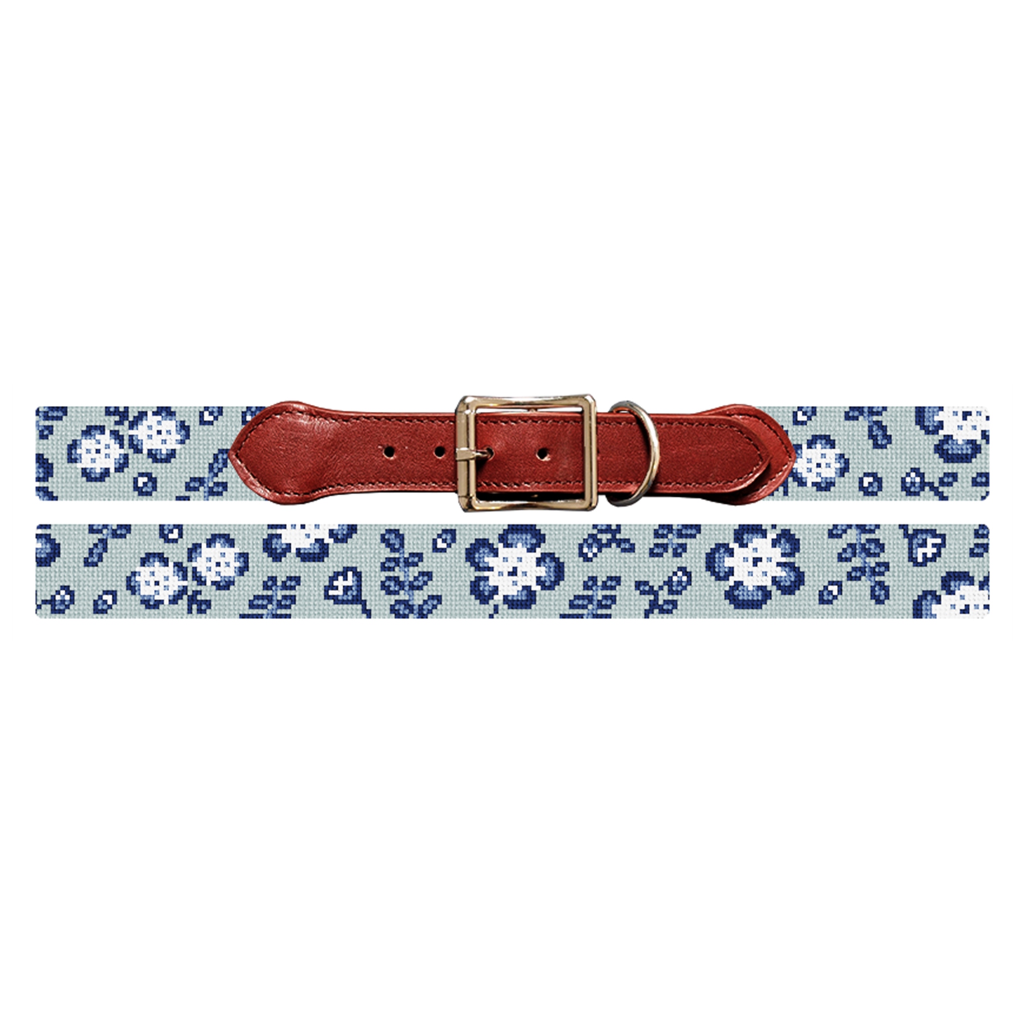 Dancing Blossoms Needlepoint Dog Collar