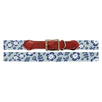Dancing Blossoms Needlepoint Dog Collar