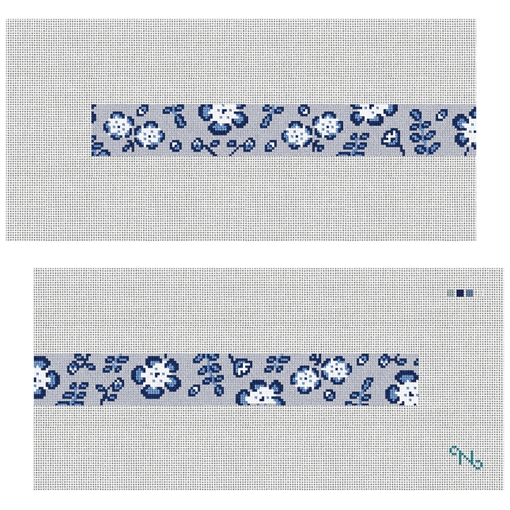 Dancing Blossoms Needlepoint Dog Collar Kit Stitched Preview