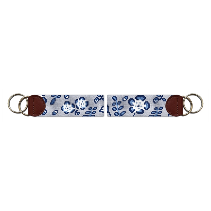 Dancing Blossoms Needlepoint Key Fob
