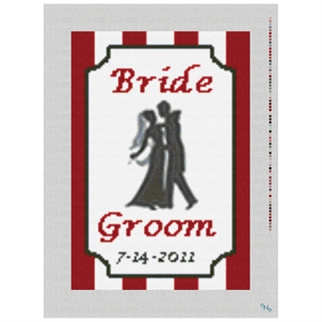 Dancing Couple Needlepoint Ring Pillow Kit Stitched Preview