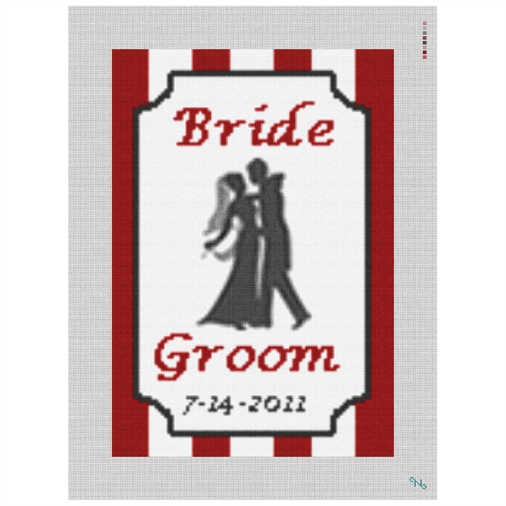 Dancing Couple Needlepoint Ring Pillow Kit Stitched Preview