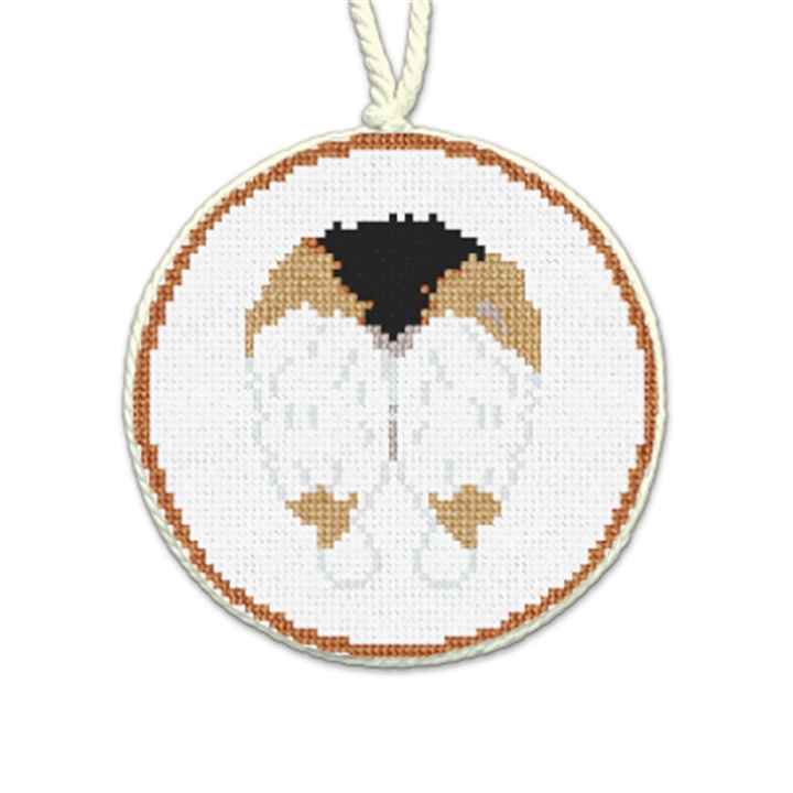 Dark Brown Corgi Backside Needlepoint Ornament