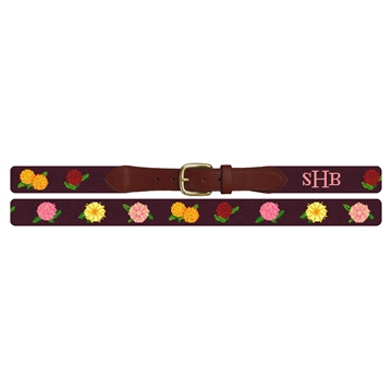 Darling Dahlias Needlepoint Belt 