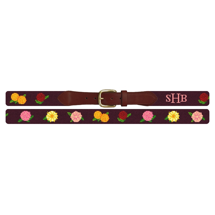Darling Dahlias Needlepoint Belt 