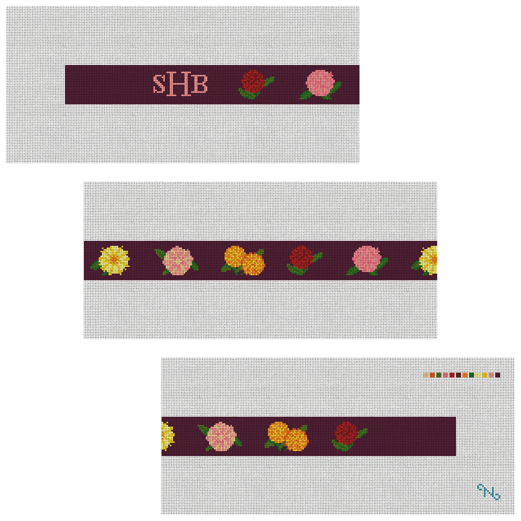 Darling Dahlias Needlepoint Belt Kit