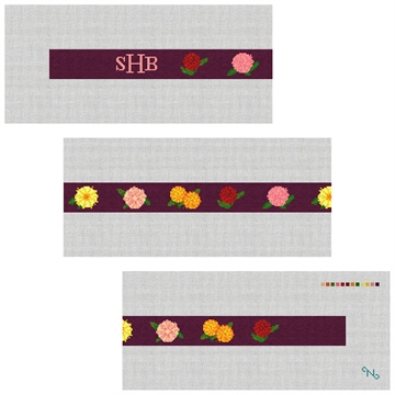 Darling Dahlias Needlepoint Belt Kit Stitched Preview