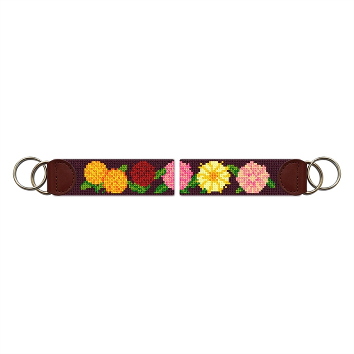 Darling Dahlias Needlepoint Key Fob