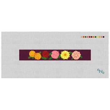 Darling Dahlias Needlepoint Key Fob Kit Stitched Preview