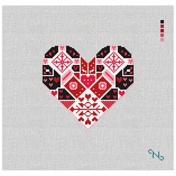 Darling Patchwork Valentine Needlepoint Kit Stitched Preview