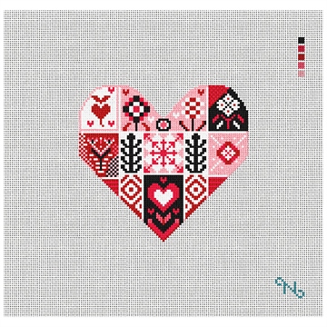 Dazzling Patchwork Valentine Needlepoint Kit Stitched Preview
