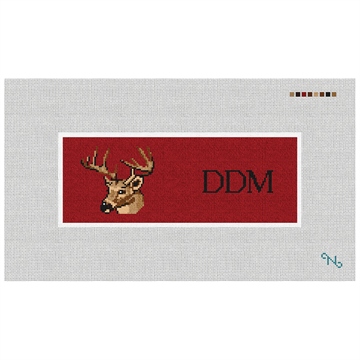 Deer Head Needlepoint Wallet Kit Stitched Preview