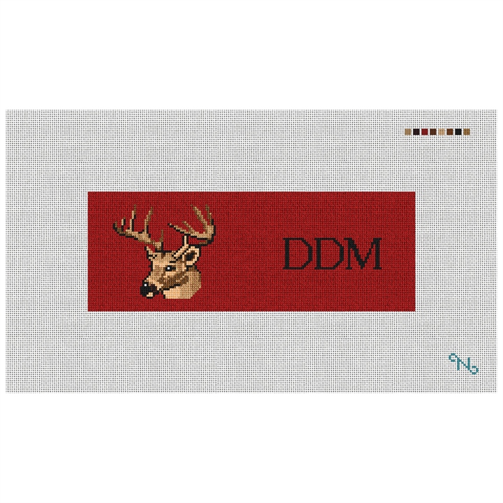 Deer Head Needlepoint Wallet Kit Stitched Preview