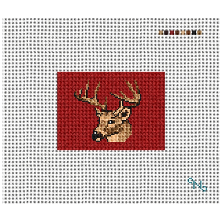Deer Hunting Needlepoint Card Wallet Kit Stitched Preview