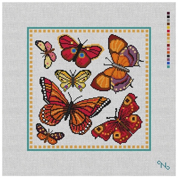 Delicate Butterflies Red Needlepoint Pillow Kit
