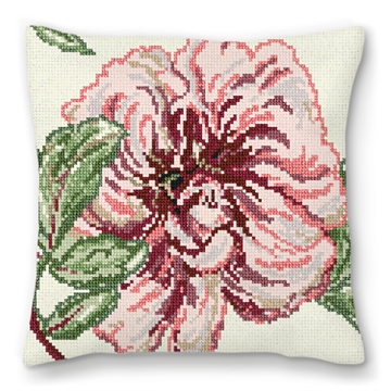 Delicate Peony Needlepoint Pillow