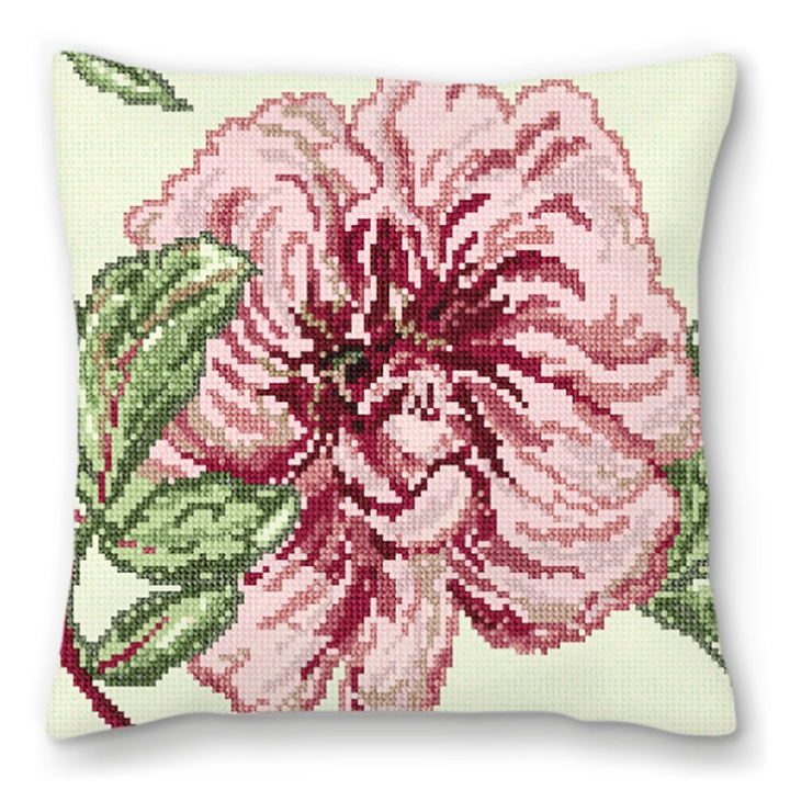 Delicate Peony Needlepoint Pillow